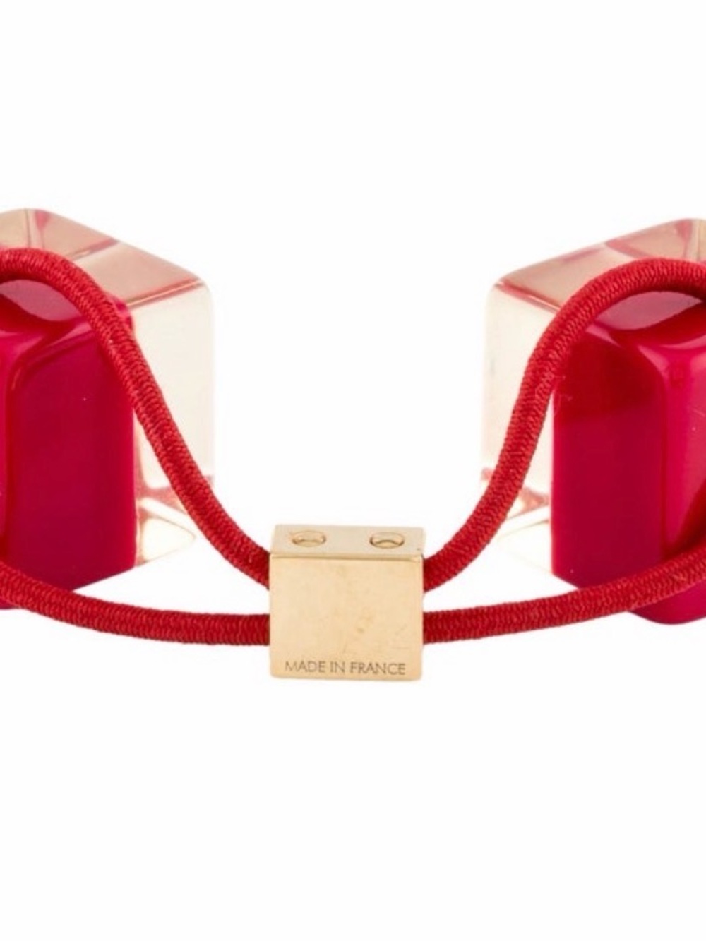 Louis Vuitton Red and Gold Cube Hair Tie Duo - Picture 2 of 3